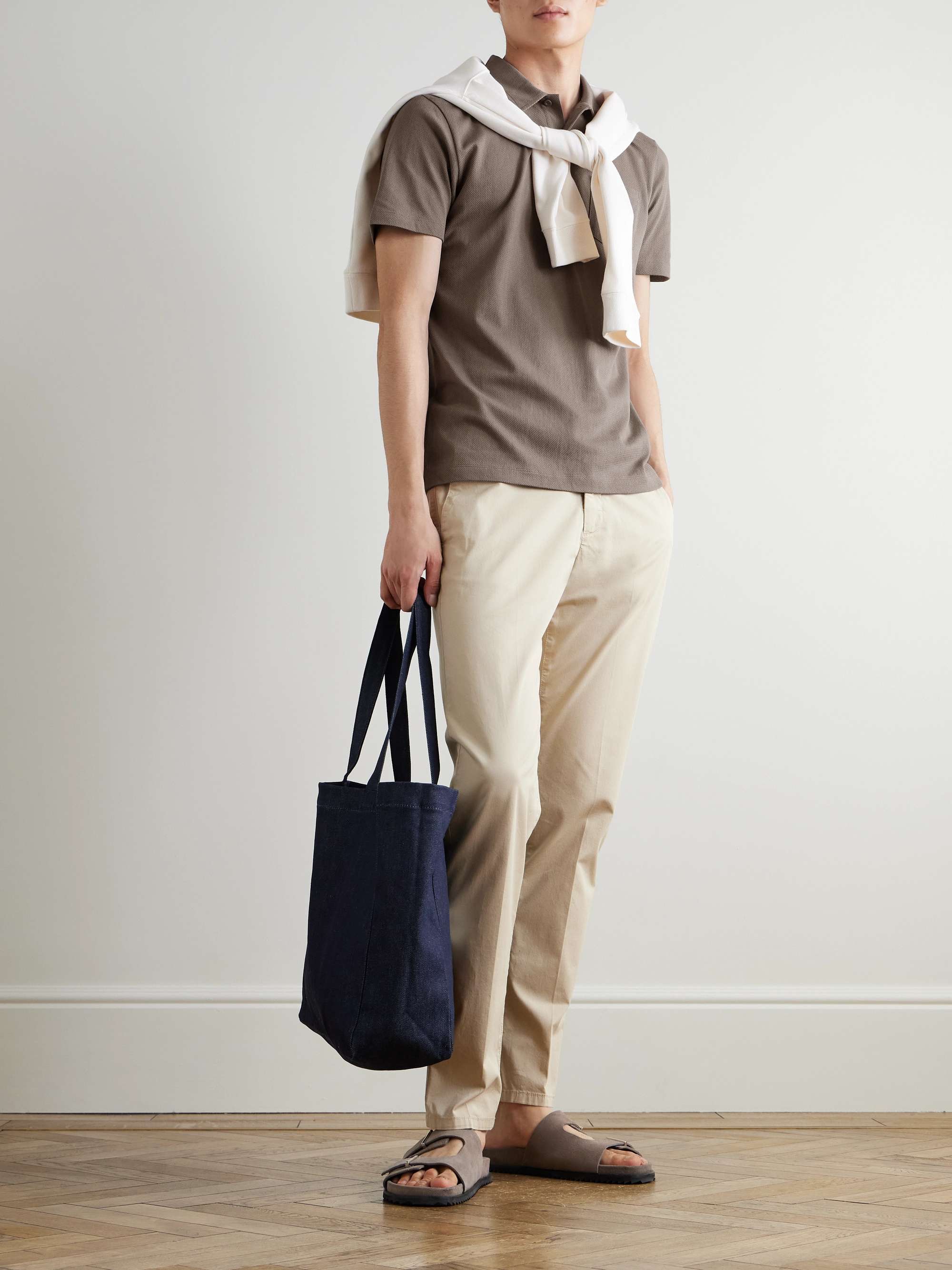 SUNSPEL Riviera Slim-Fit Cotton-Mesh Polo Shirt