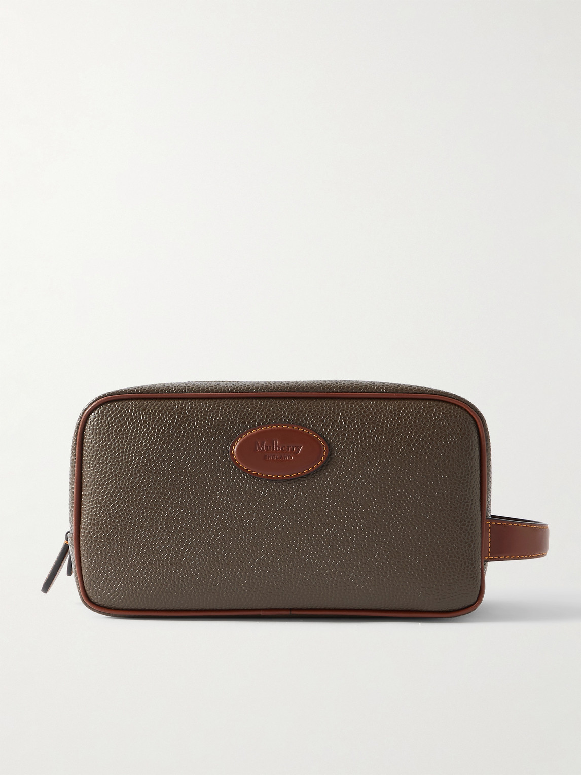 Mulberry Leather-Trimmed Pebble-Grain Eco Scotchgrain Wash Bag - Men