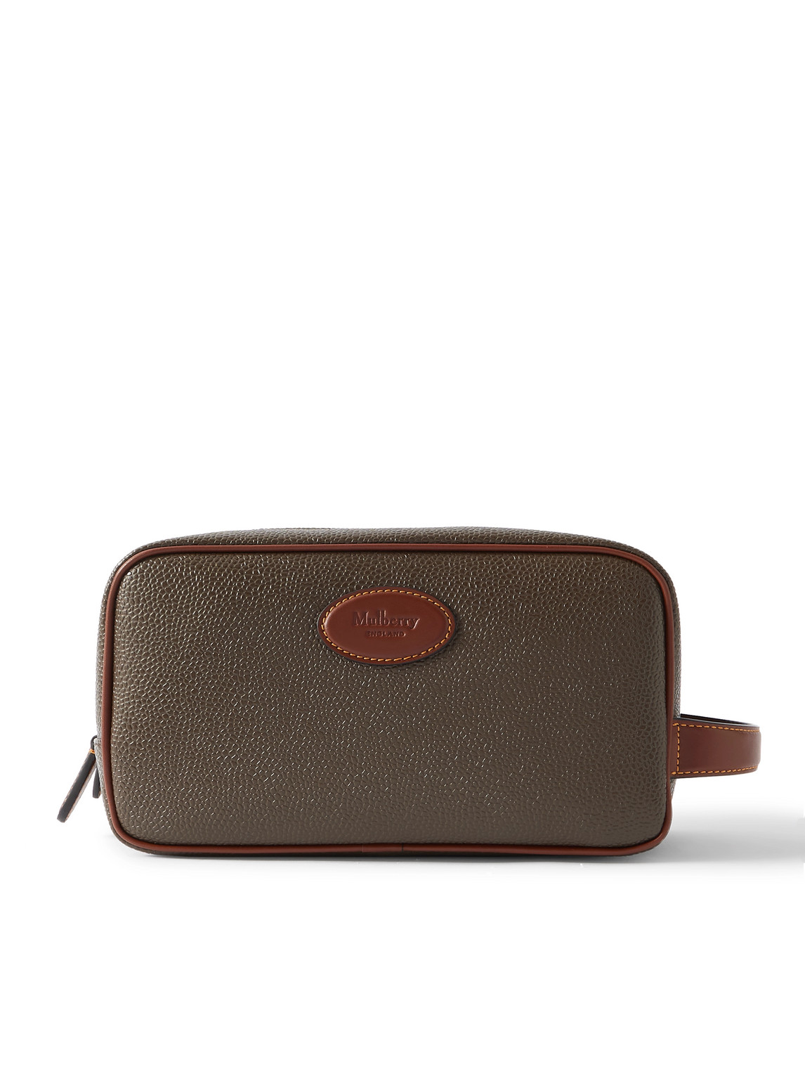 Leather-Trimmed Pebble-Grain Eco Scotchgrain Wash Bag