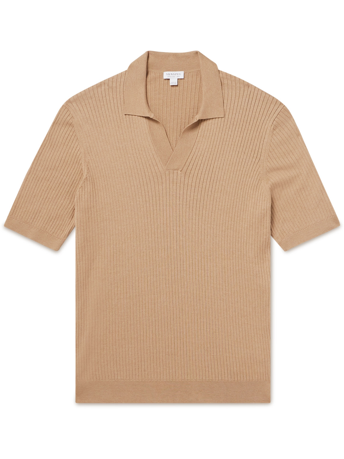 Ribbed Mulberry Silk and Organic Cotton-Blend Polo Shirt