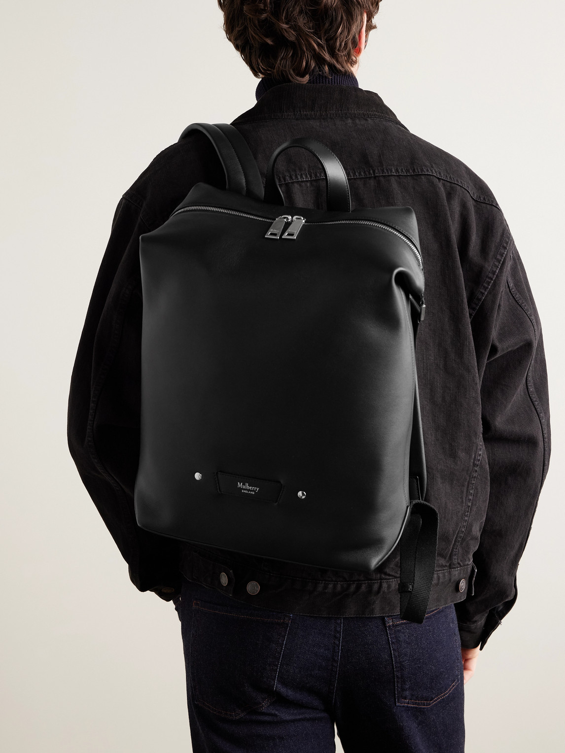 Mulberry Rye Full-grain Leather Backpack In Black
