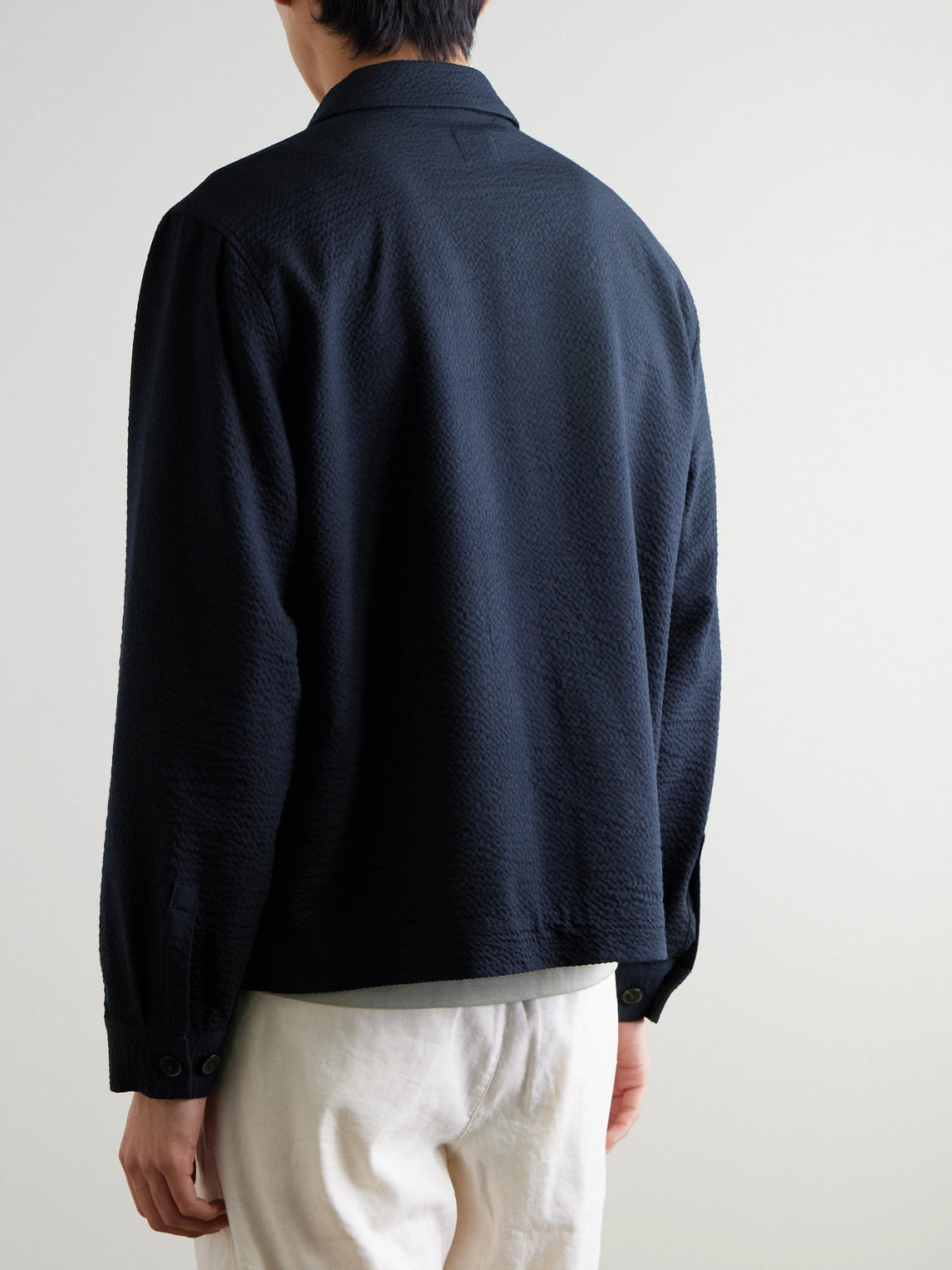 Sunspel Wool-blend Seersucker Shirt Jacket