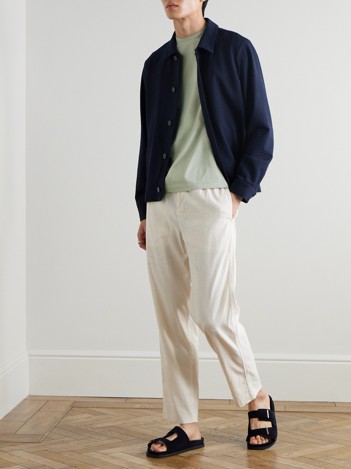 Sunspel Wool-blend Seersucker Shirt Jacket
