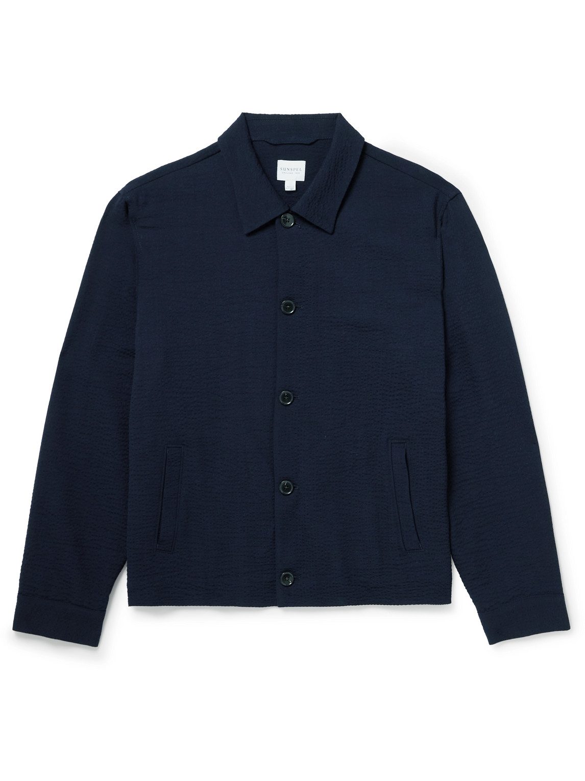 Wool-Blend Seersucker Shirt Jacket