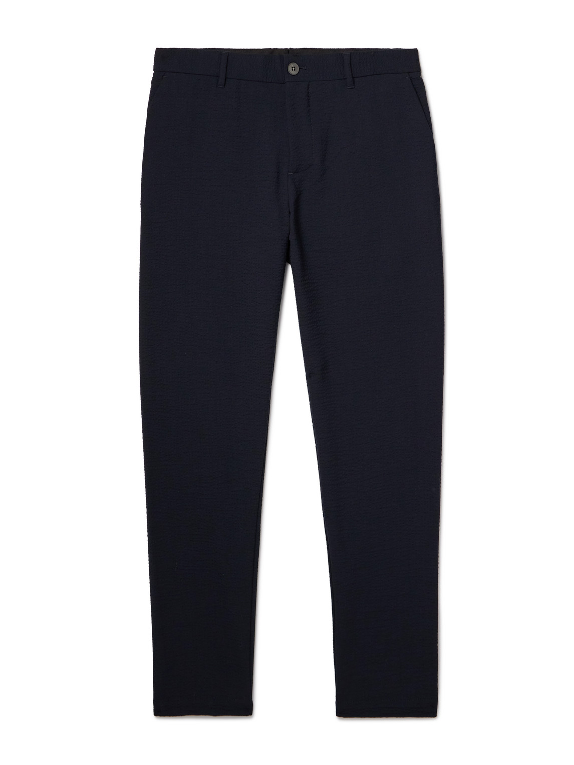 Straight-Leg Wool-Blend Seersucker Trousers