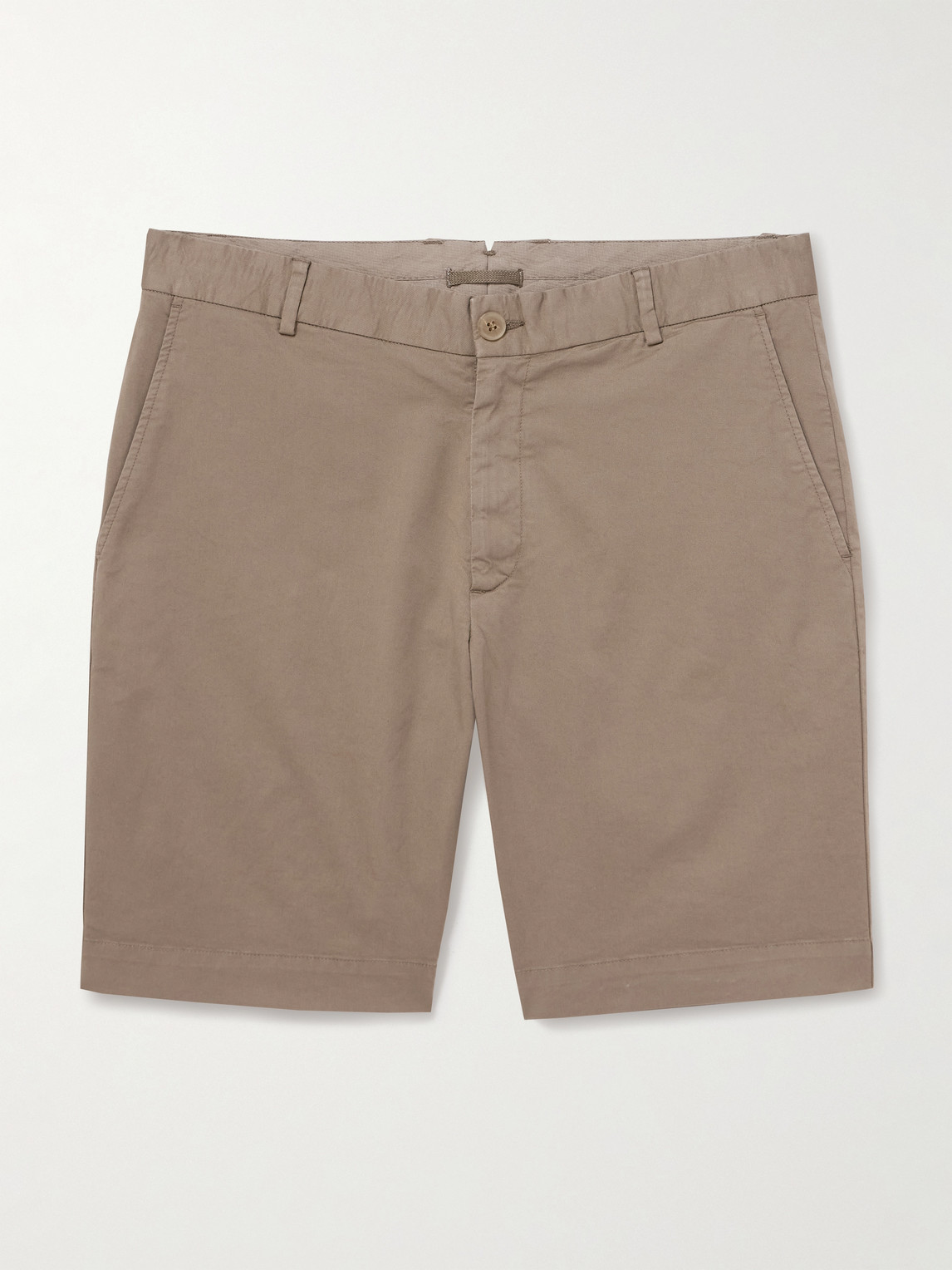 Sunspel Straight-leg Garment-dyed Cotton-blend Twill Chino Shorts In Brown