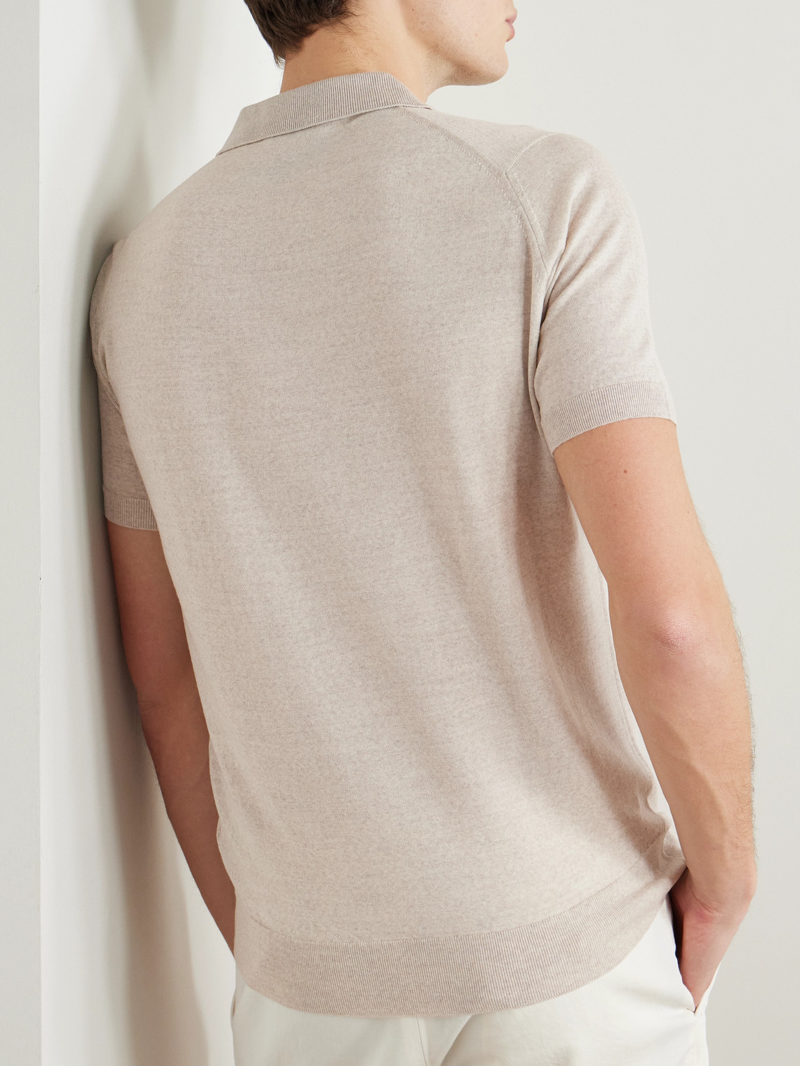 John Smedley Payton Slim-fit Wool Polo Shirt In Neutrals