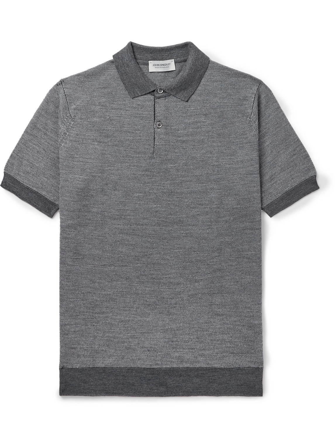 John Smedley 14.singular Slim-fit Merino Wool-piqué Polo Shirt In Gray