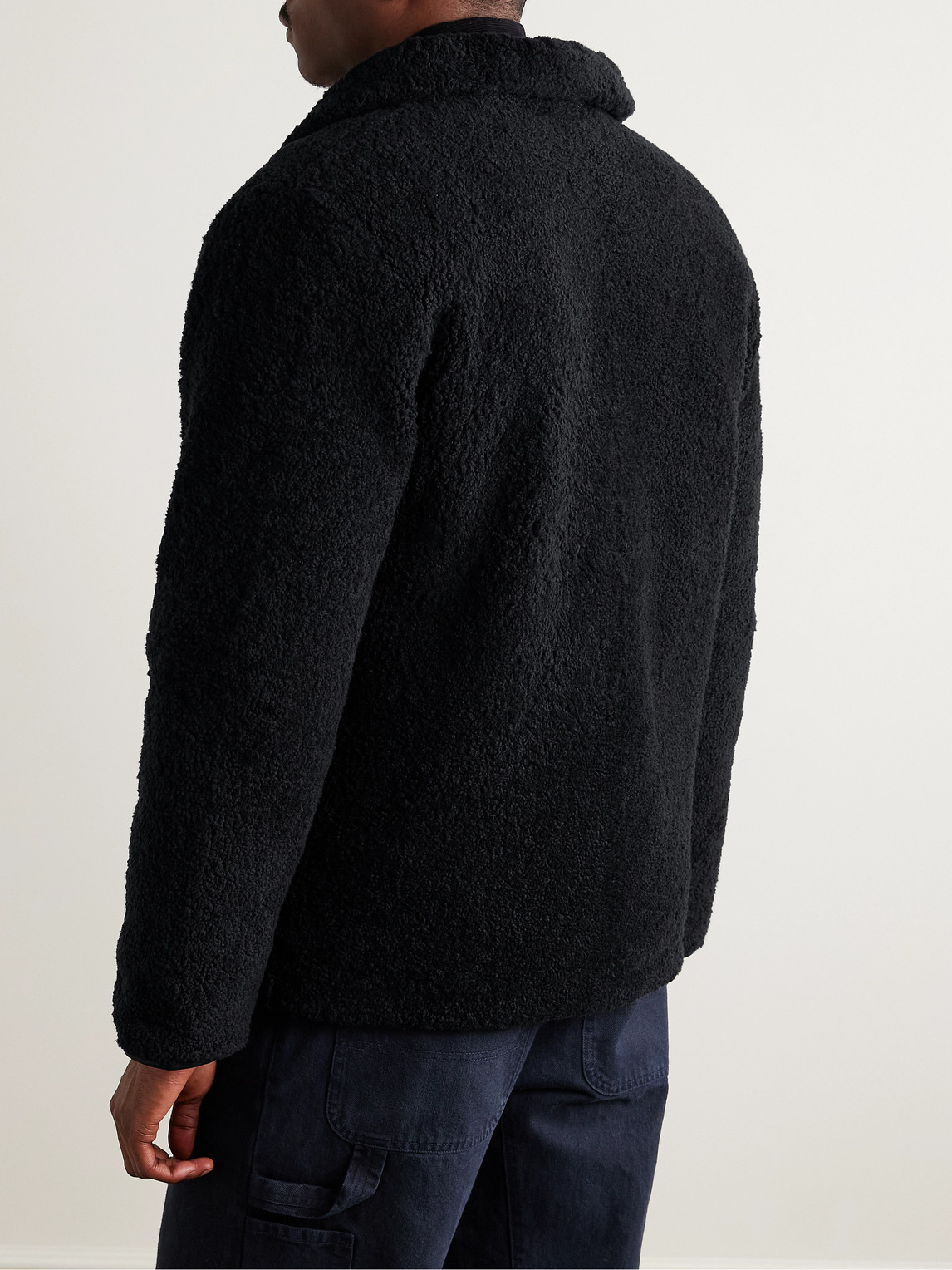 YVES SALOMON REVERSIBLE LEATHER-TRIMMED SHEARLING AND SHELL JACKET