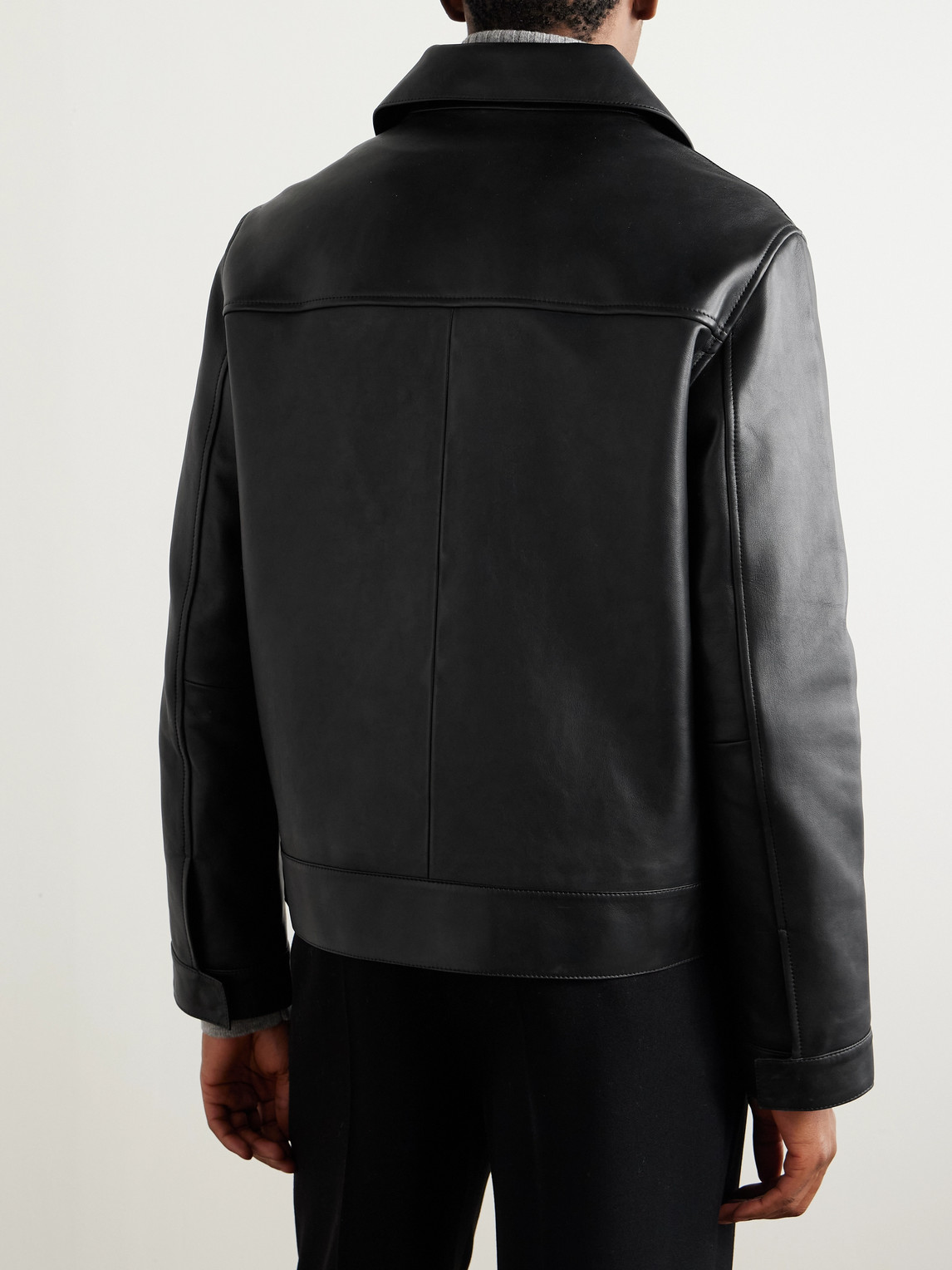 Shop Yves Salomon Leather Jacket In Black