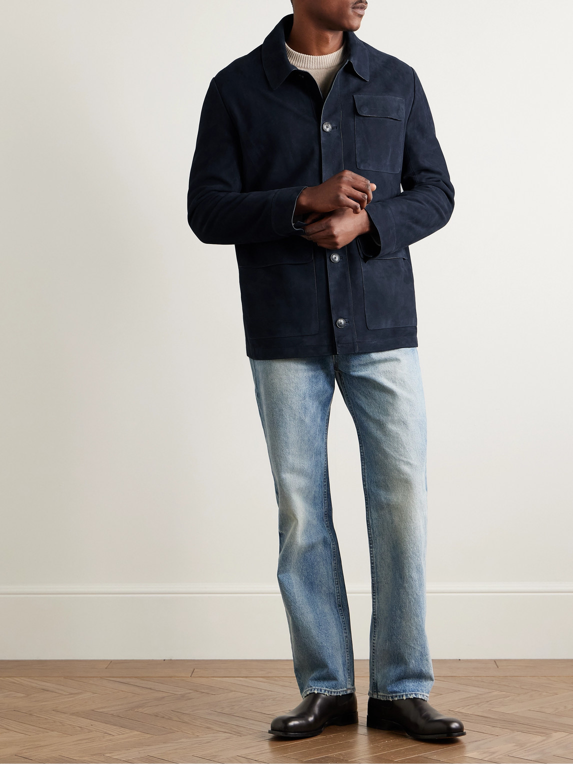 YVES SALOMON SUEDE SHIRT JACKET