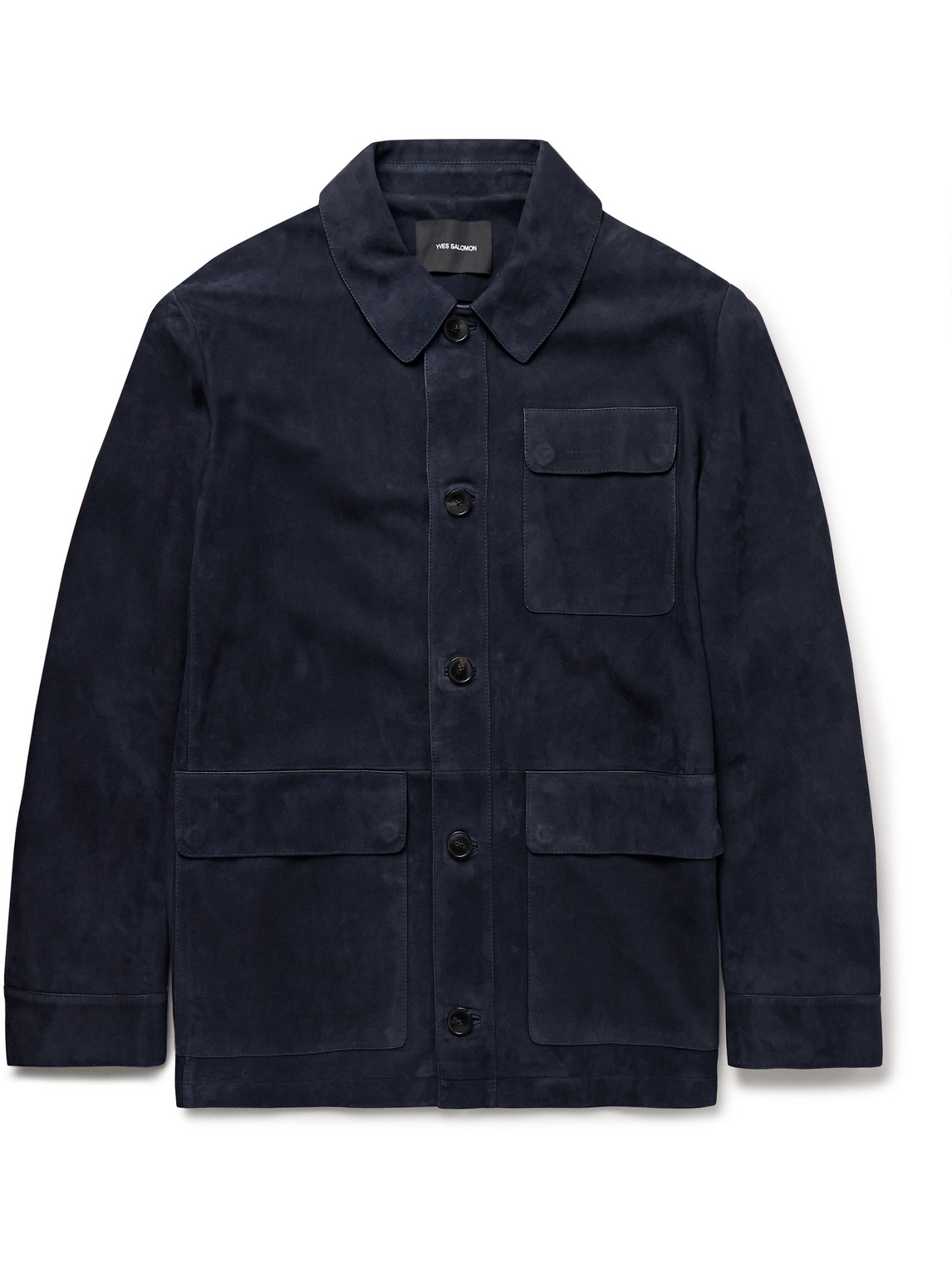 Yves Salomon Suede Shirt Jacket In Blue