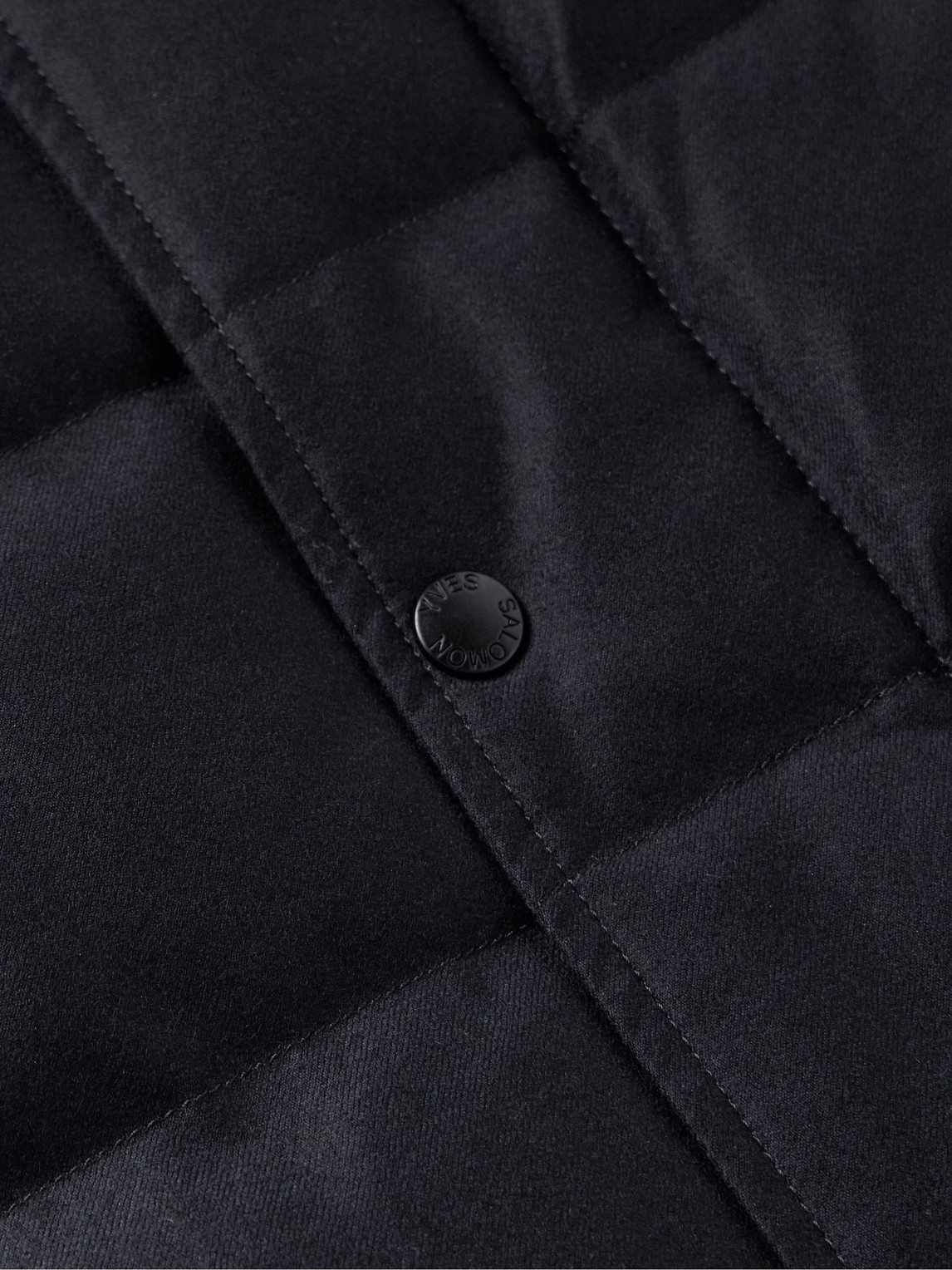 YVES SALOMON QUILTED GREEN STORM SYSTEM® WOOL AND SILK-BLEND TWILL DOWN JACKET