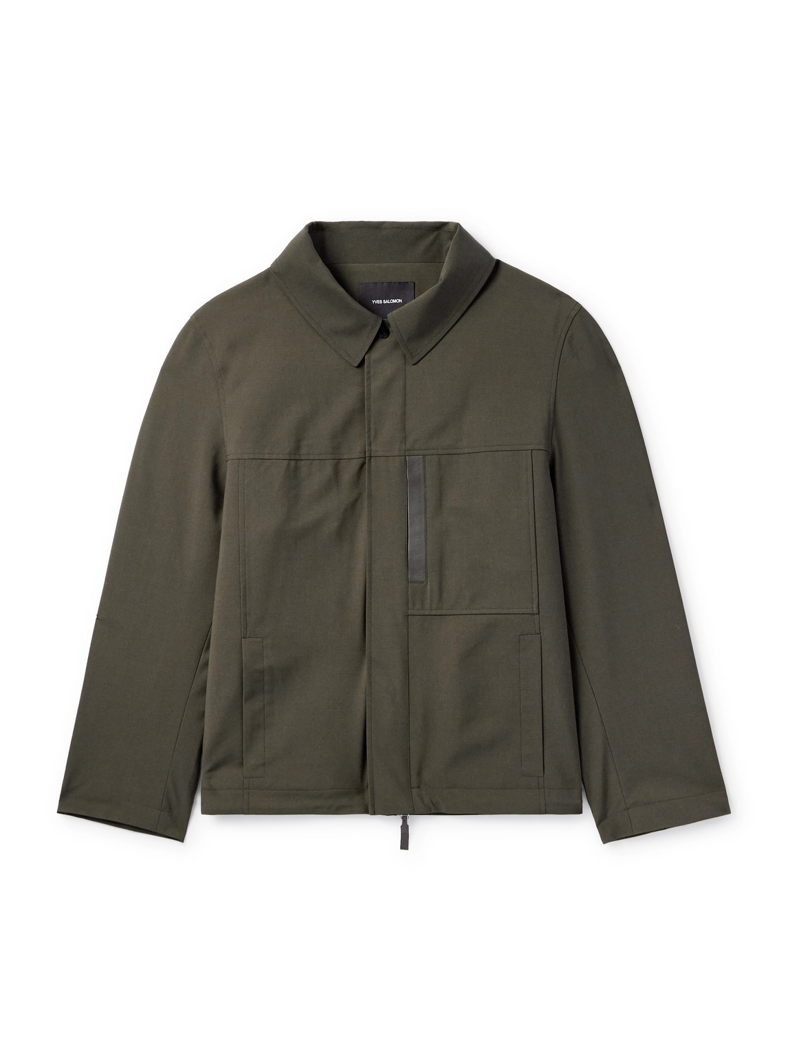 Yves Salomon Leather-trimmed Woven Jacket In Green