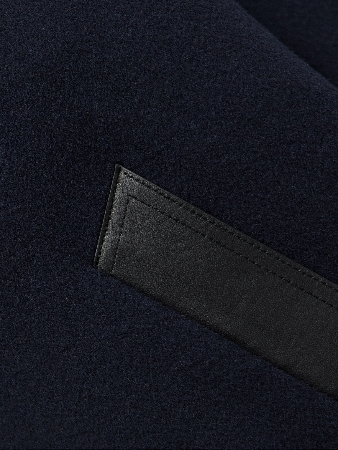 YVES SALOMON LEATHER-TRIMMED WOOL AND CASHMERE-BLEND FELT BOMBER JACKET