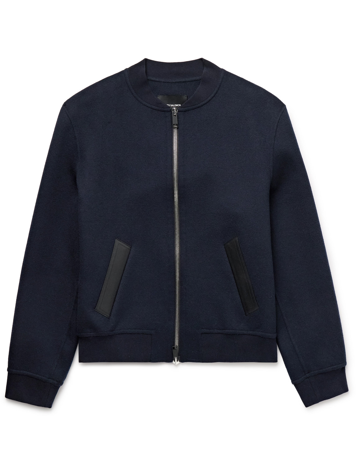 Yves Salomon Leather-trimmed Wool And Cashmere-blend Felt Bomber Jacket In Blue
