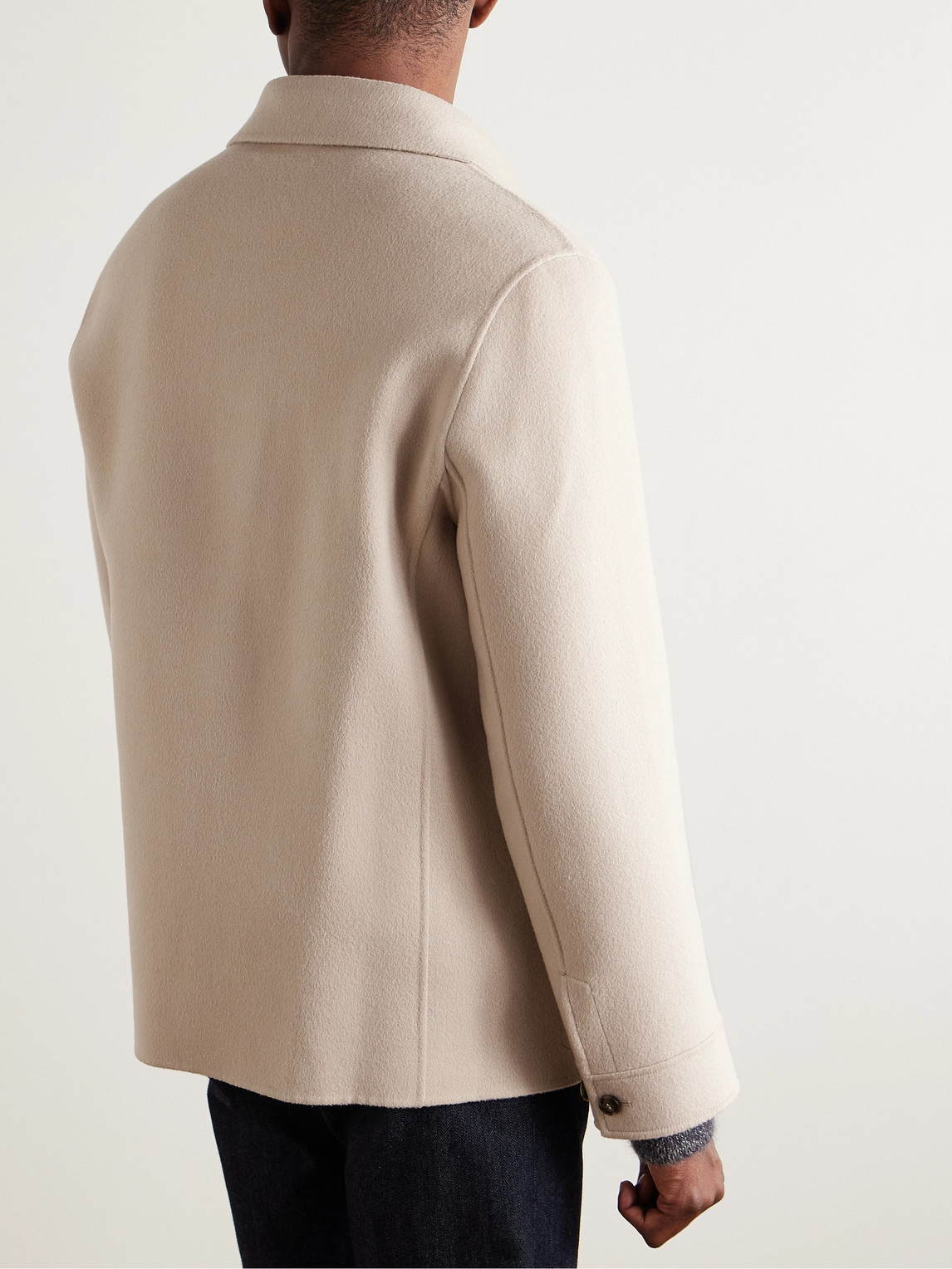 YVES SALOMON WOOL AND CASHMERE-BLEND FELT OVERSHIRT