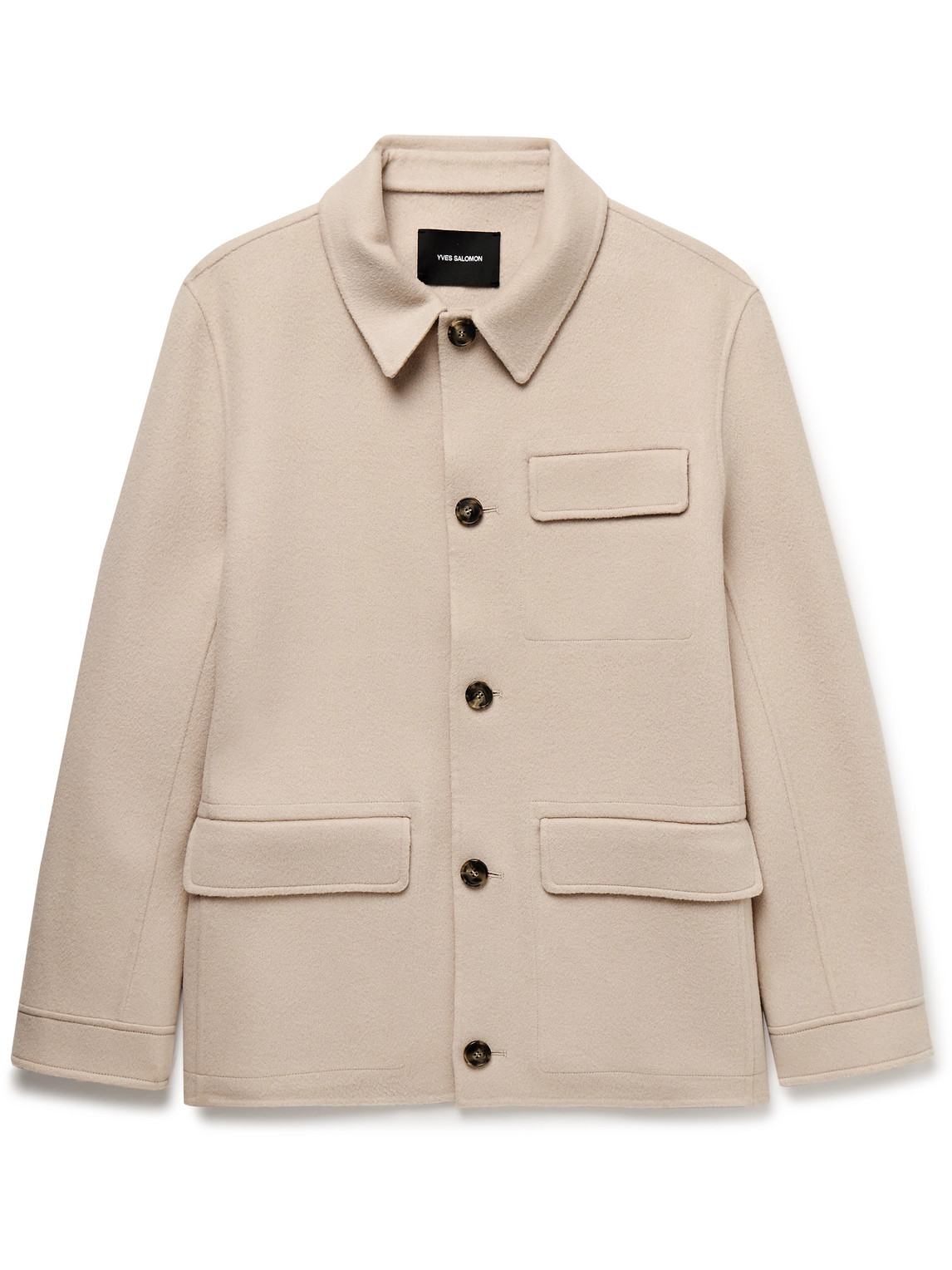 Yves Salomon Wool And Cashmere-blend Felt Overshirt In Neutrals