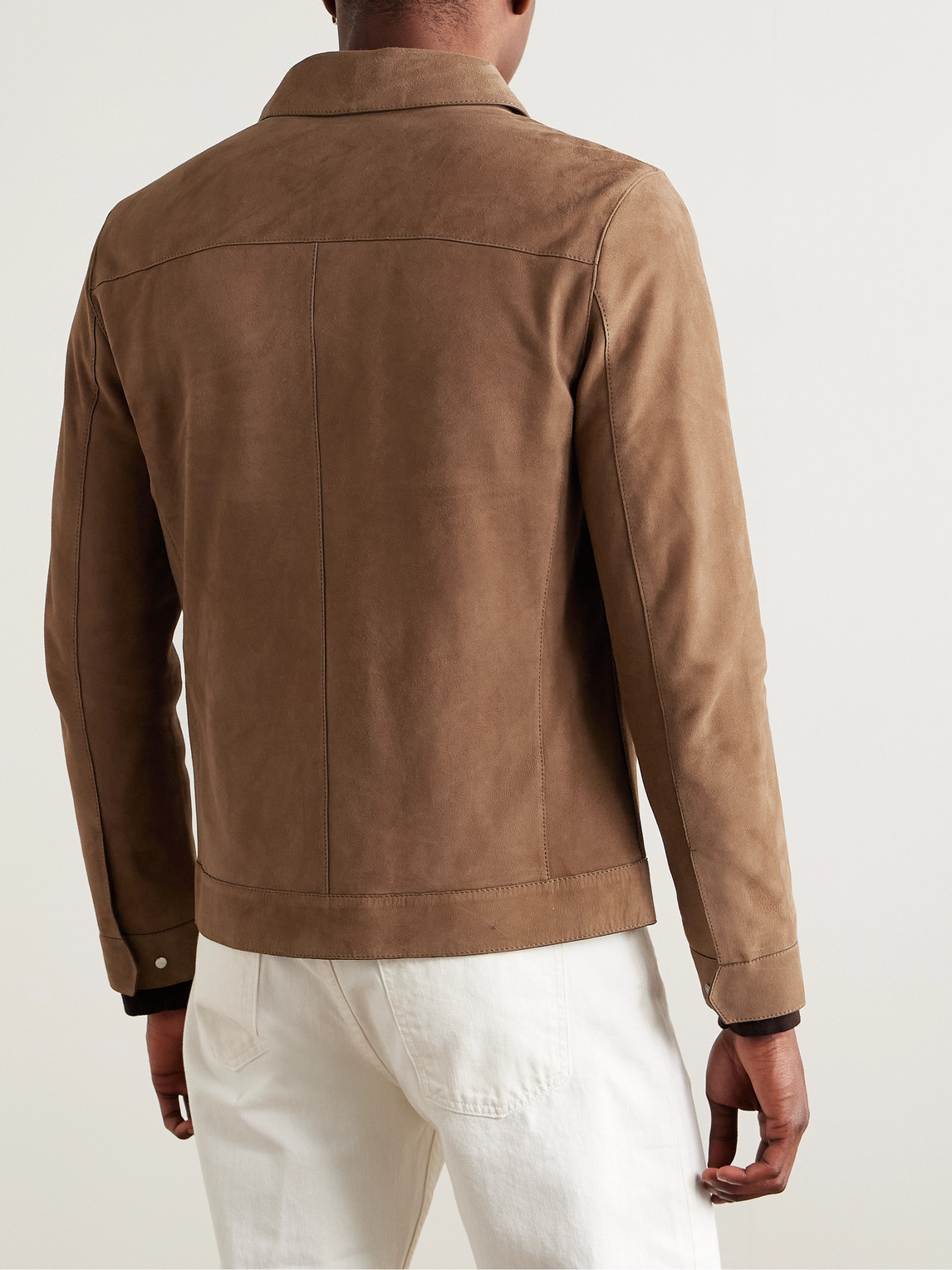 Shop Yves Salomon Suede Jacket In Brown