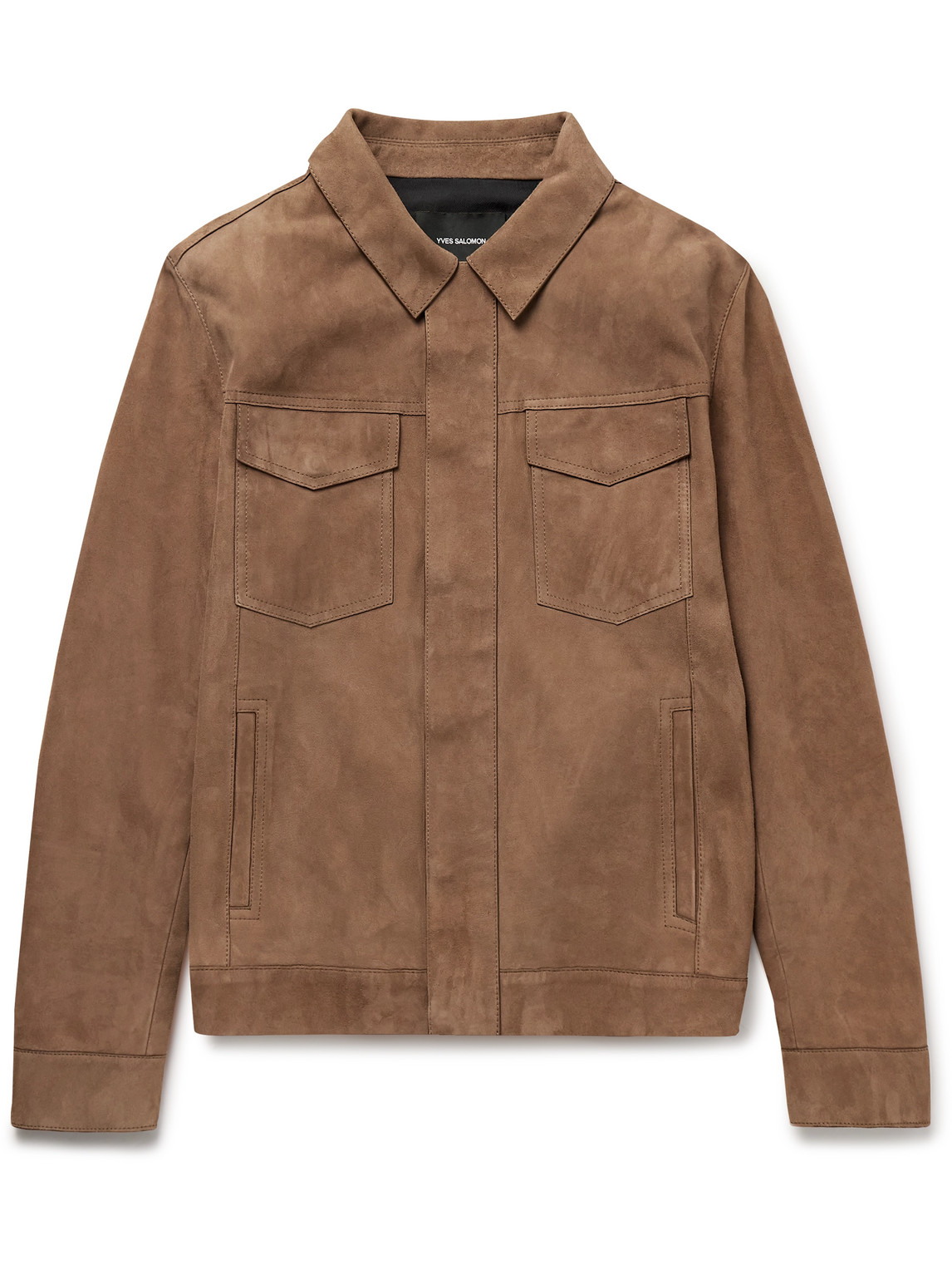 Yves Salomon Suede Jacket In Brown