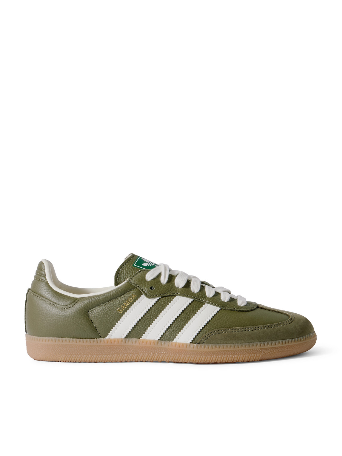 Adidas Originals Samba Og Nubuck-trimmed Full-grain Leather Sneakers In Green