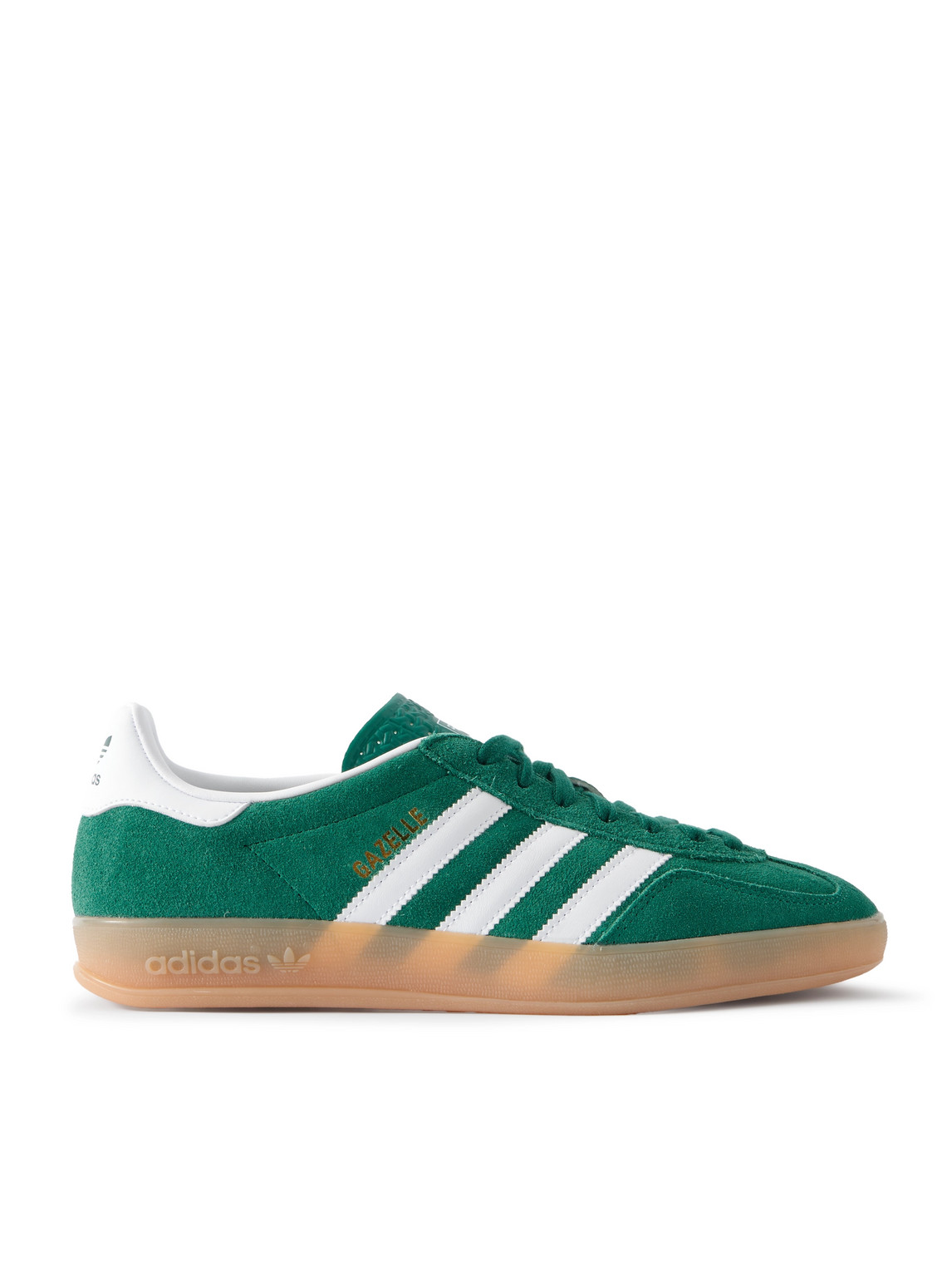 Adidas Originals Gazelle Indoor Leather-trimmed Suede Sneakers In Green