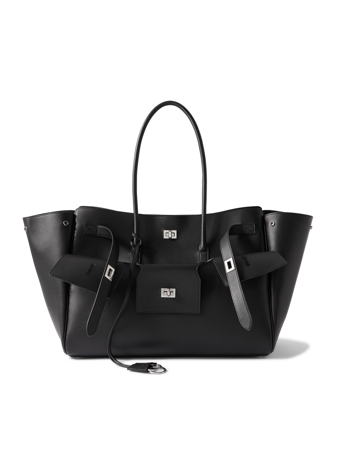 Balenciaga Bel Air Logo-debossed Leather Tote Bag In Black