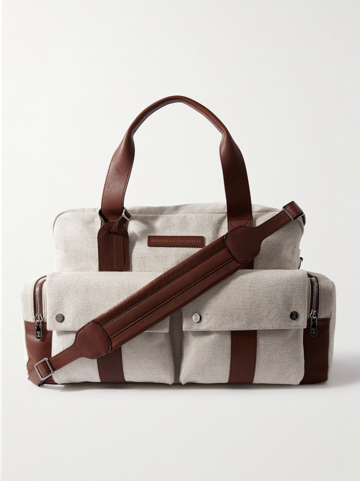 Brunello Cucinelli Leather-Trimmed Canvas Weekend Bag - Men