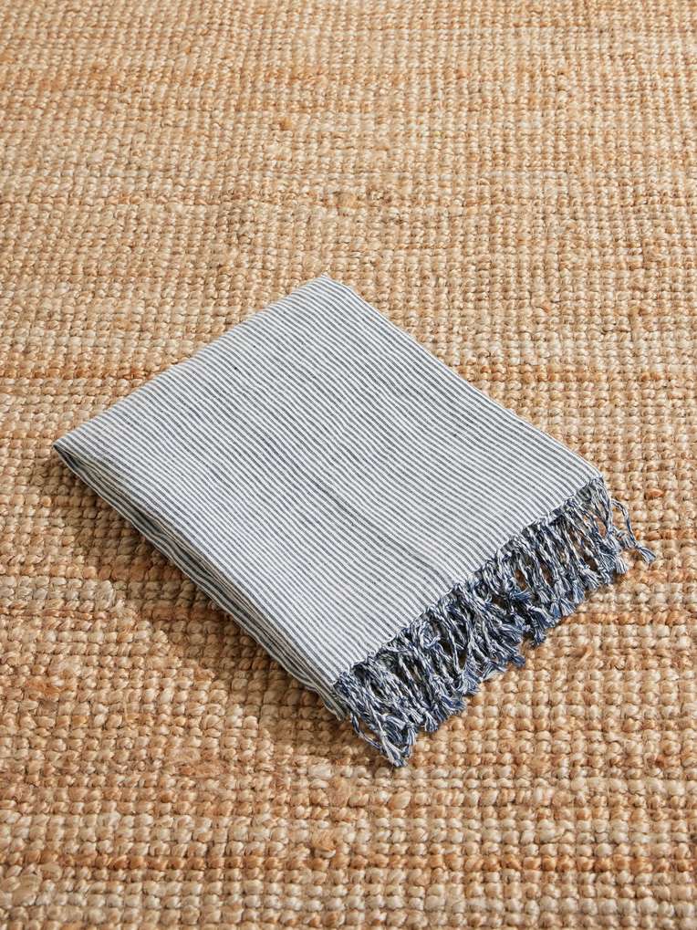 Brunello Cucinelli — Fringed Striped Linen Beach Towel