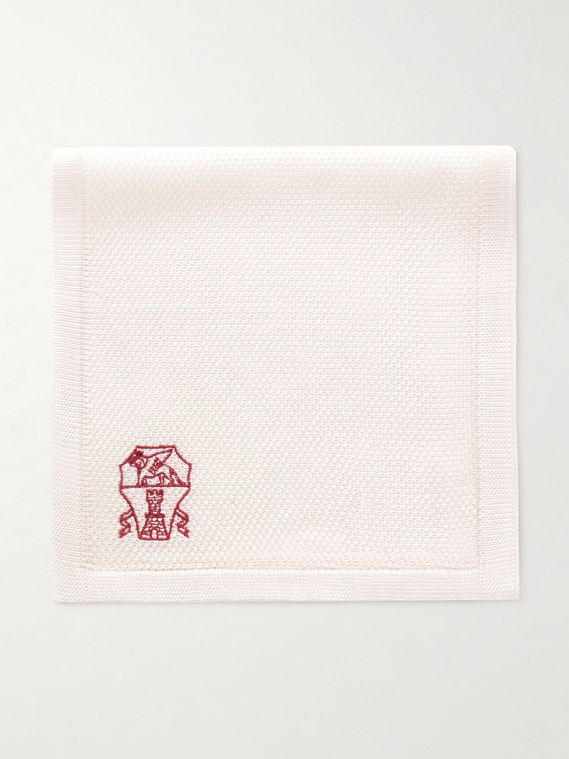 Brunello Cucinelli Logo-Embroidered Knitted Silk Pocket Square - Men
