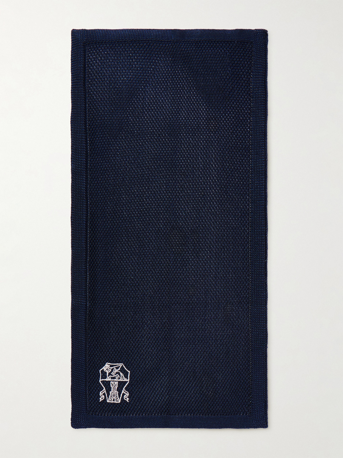 Logo-Embroidered Knitted Silk Pocket Square — 2