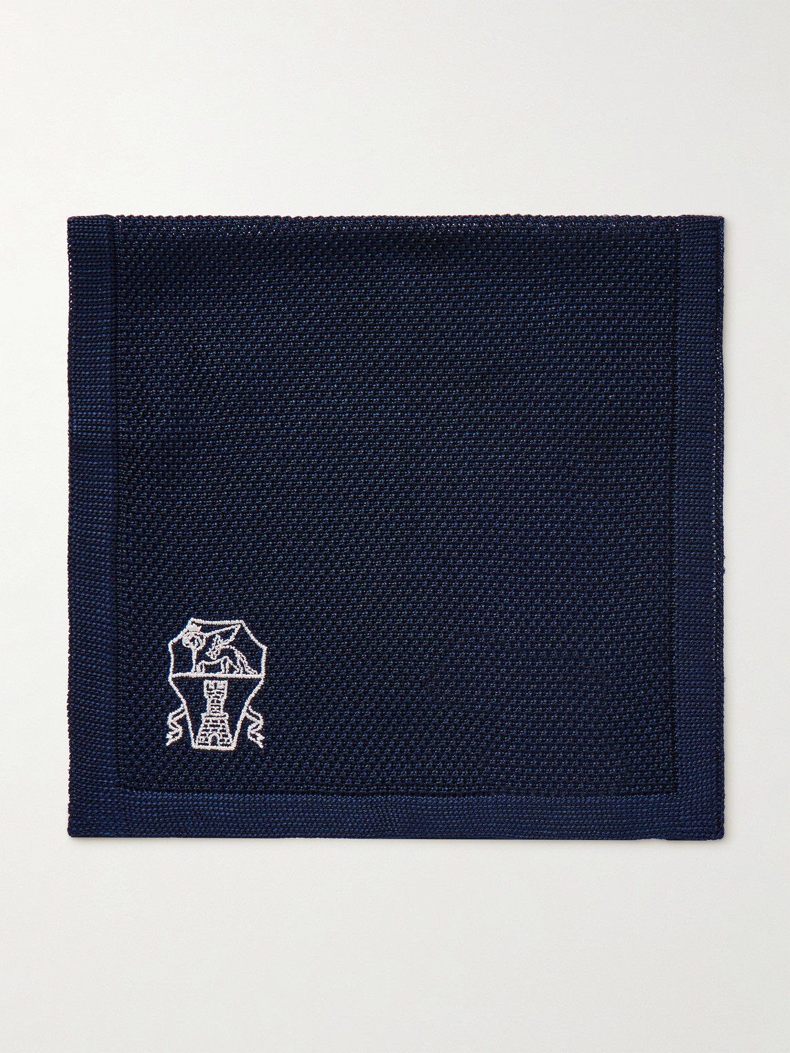 Brunello Cucinelli Logo-Embroidered Knitted Silk Pocket Square - Men