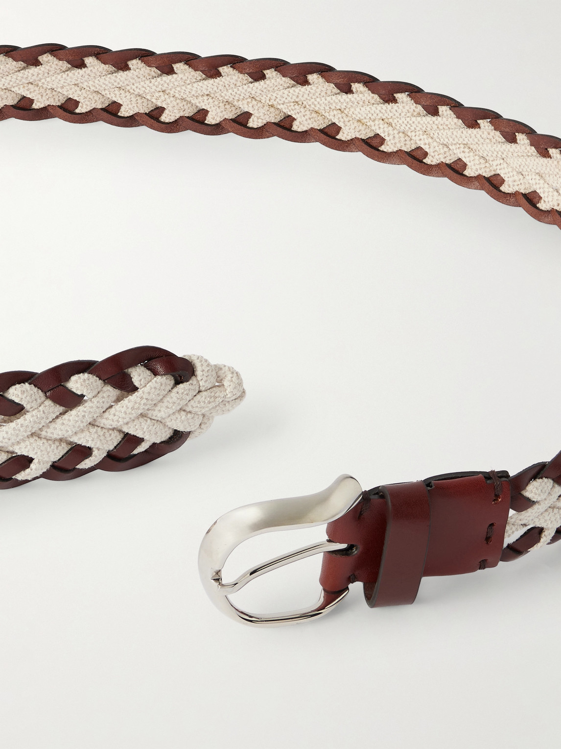 Brunello Cucinelli Cinta Leather-trimmed Woven Canvas Belt