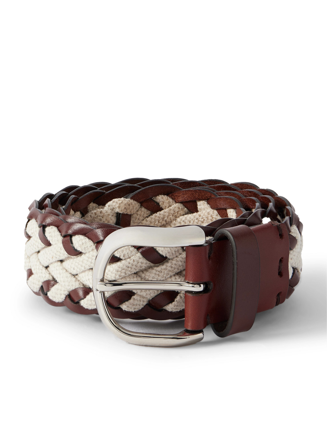 Brunello Cucinelli Cinta Leather-trimmed Woven Canvas Belt