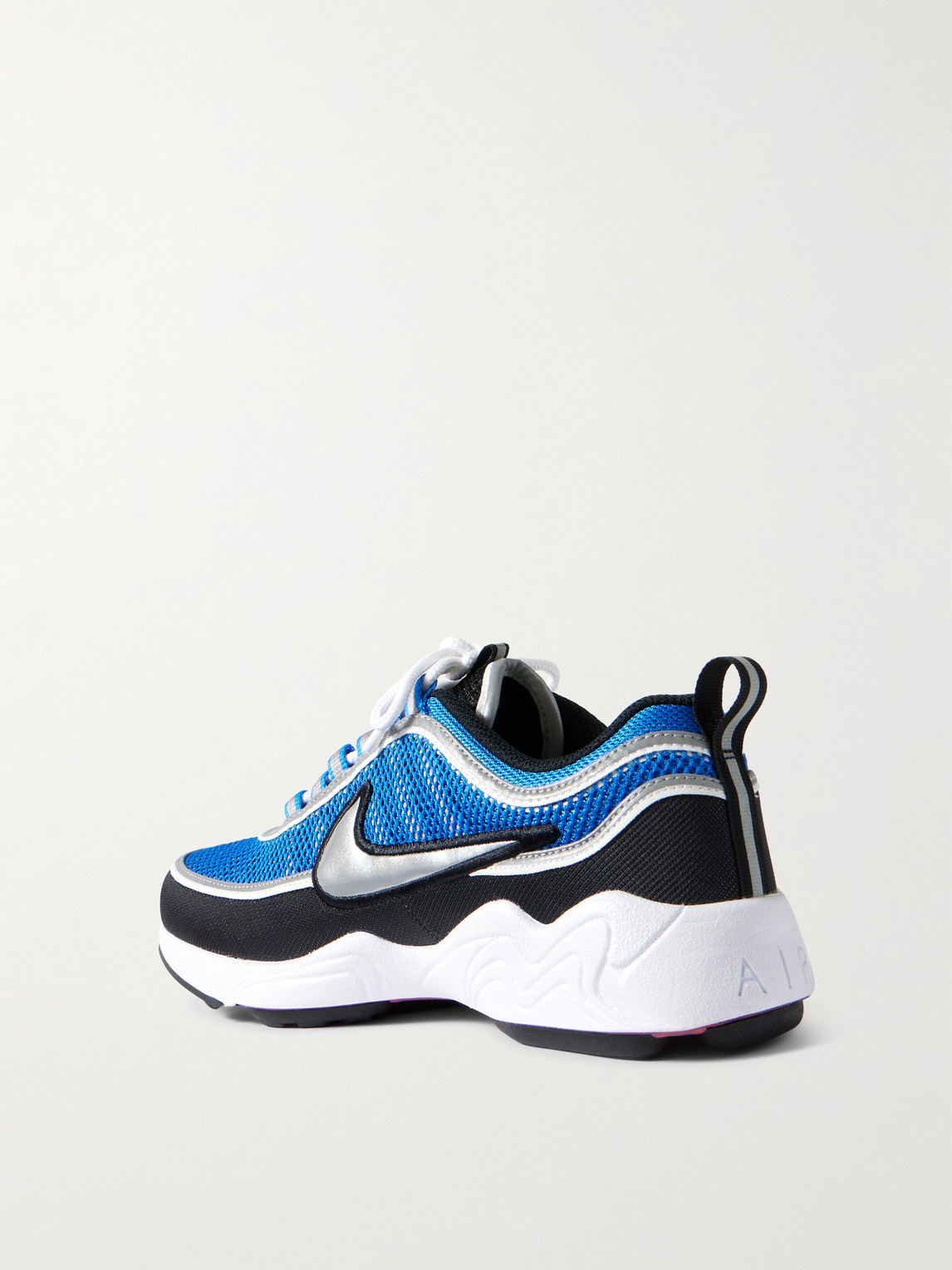 Shop Nike Air Zoom Spiridon Rubber-trimmed Mesh Sneakers In Blue