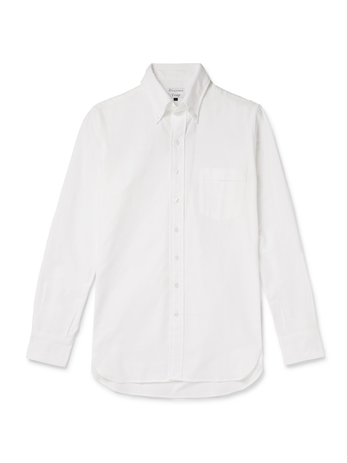 Kingsman Slim-fit Button-down Collar Cotton Oxford Shirt In White