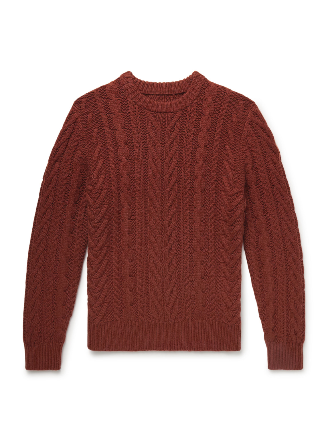 Guest In Residence Fisherman Cable-knit Wool And Cashmere-blend Sweater In Burgundy