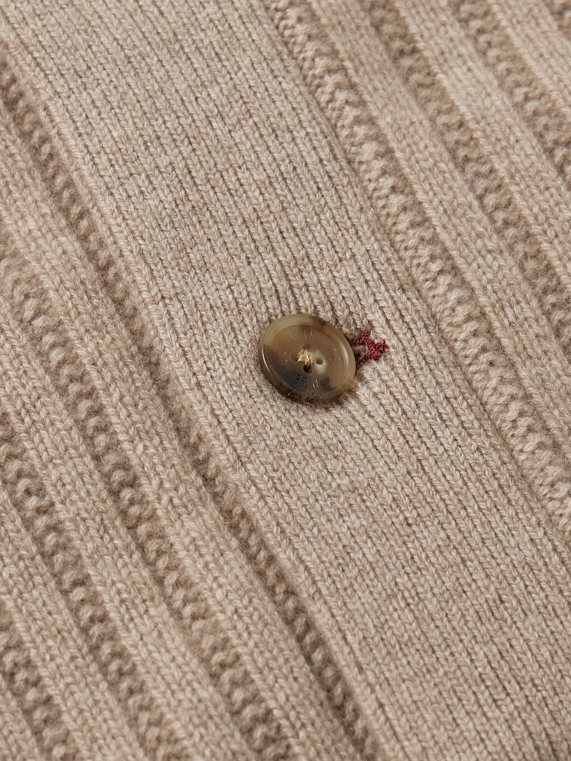 Guest In Residence Varsity Shawl-collar Ribbed Cashmere Cardigan In Neutral