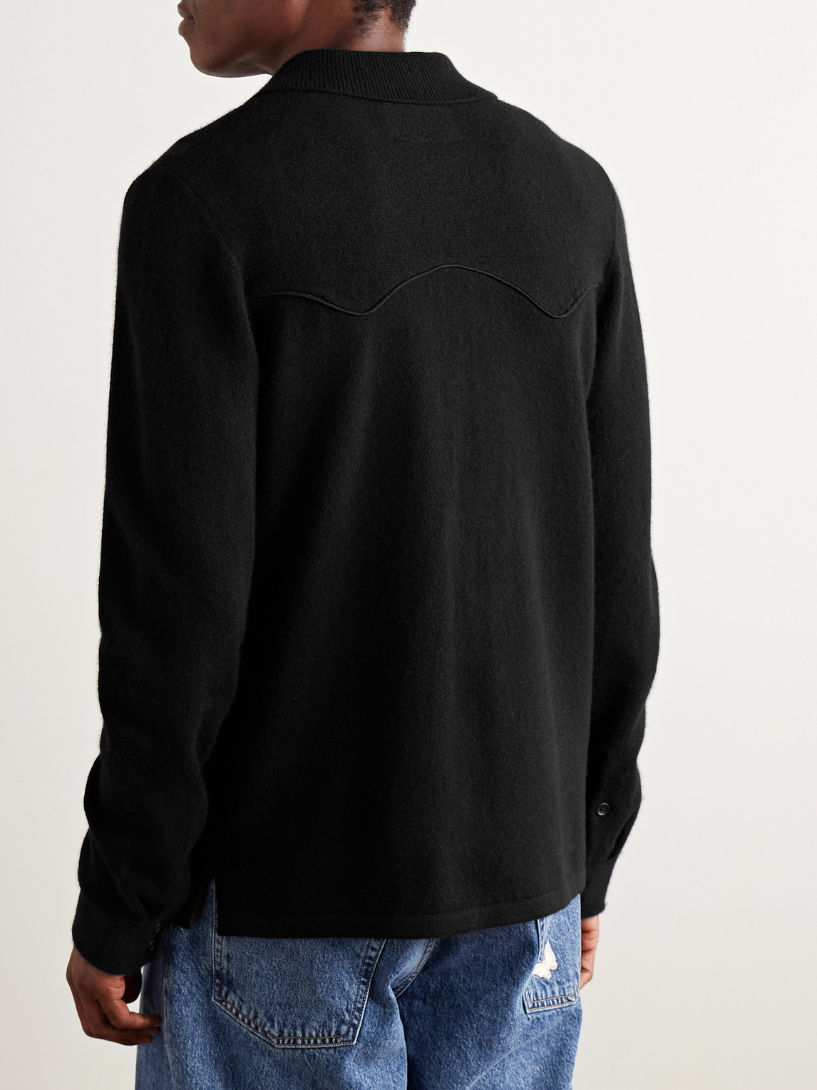 Guest In Residence Western Felt-trimmed Cashmere Shirt In Black