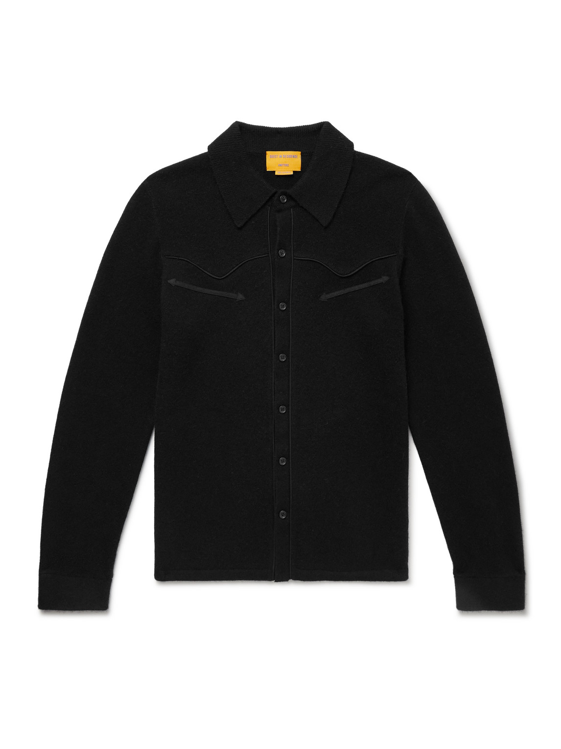 Guest In Residence Western Felt-trimmed Cashmere Shirt In Black