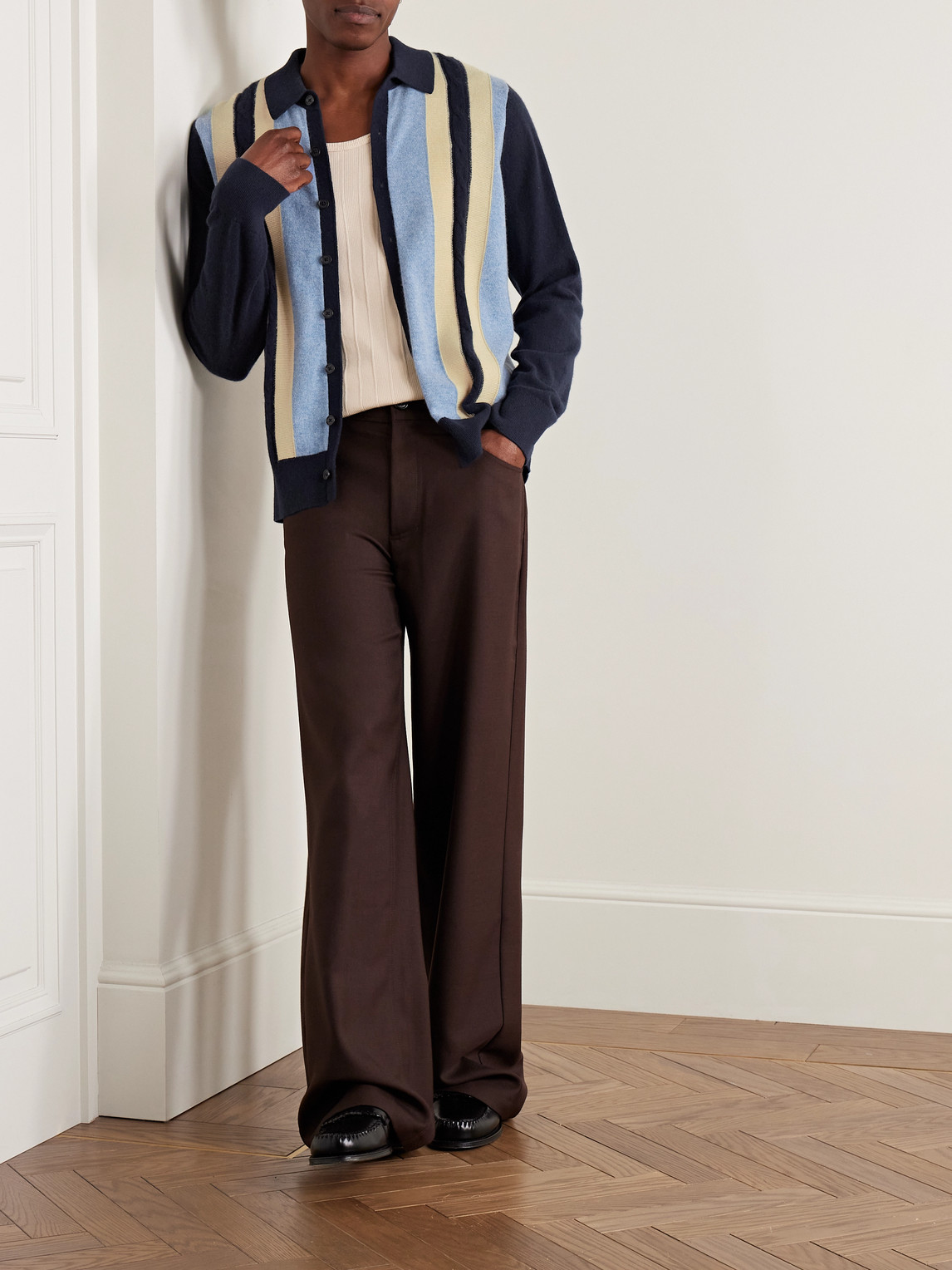 Guest In Residence Cable Cashmere Plaza Shirt Midnight Combo In Multi