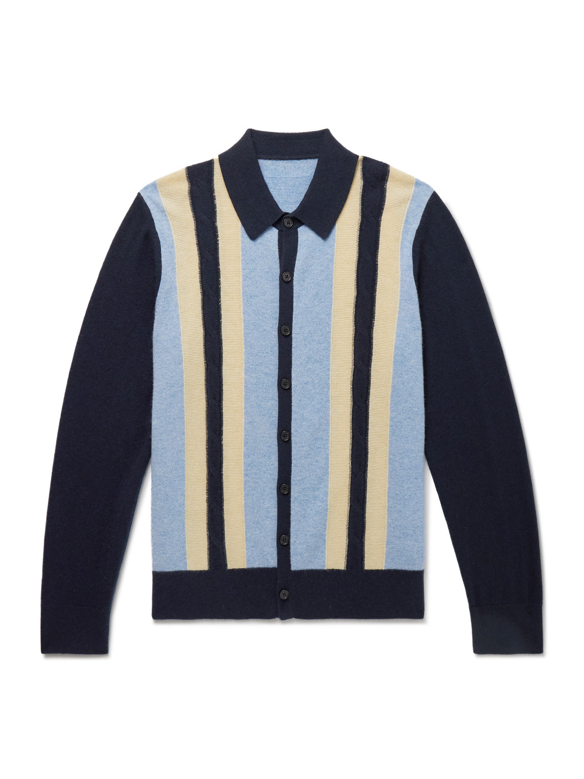 Guest In Residence Cable Cashmere Plaza Shirt Midnight Combo In Multi