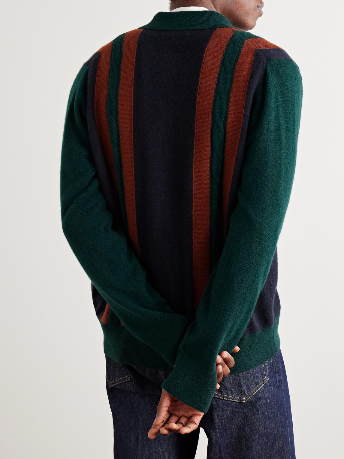 Guest In Residence Cable Plaza Striped Cashmere Shirt In Multi