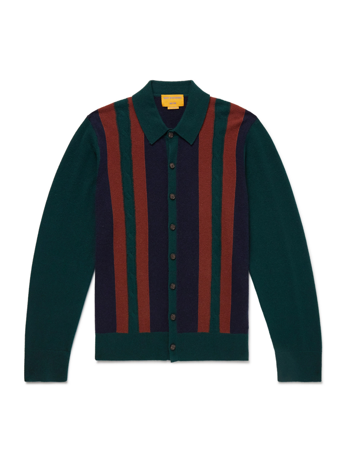 Guest In Residence Cable Plaza Striped Cashmere Shirt In Multi