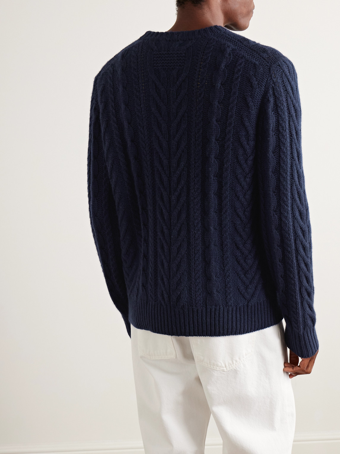 Guest In Residence Fisherman Cable-knit Wool And Cashmere-blend Sweater In Black