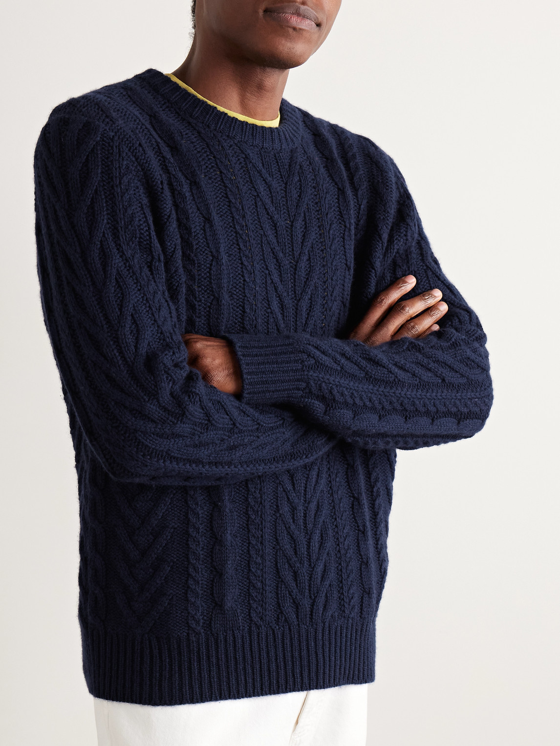 Guest In Residence Fisherman Cable-knit Wool And Cashmere-blend Sweater In Black