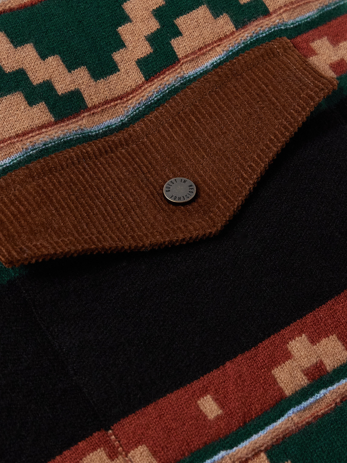 Guest In Residence Western Industry Corduroy-trimmed Intarsia-knit Wool And Cashmere-blend Jacket In Multi