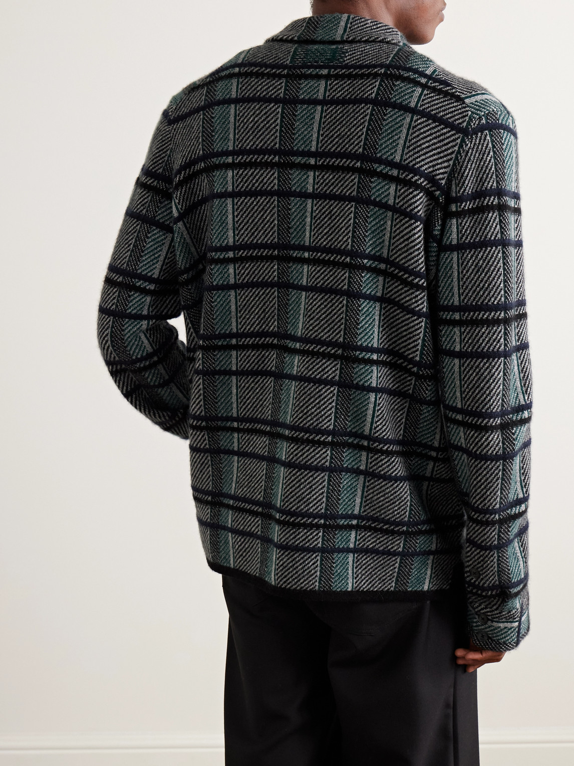 Guest In Residence Checked Cashmere Overshirt In Gray