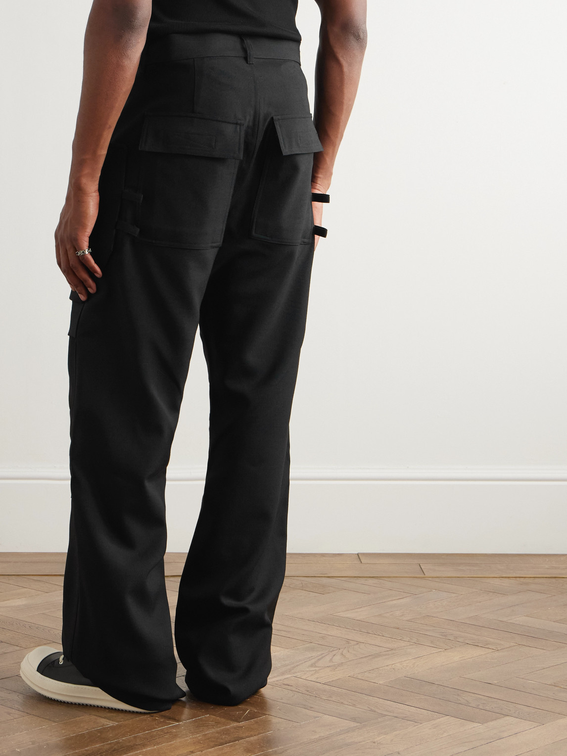 Rick Owens Stefan Wide-leg Grain De Poudre Wool Trousers In Black