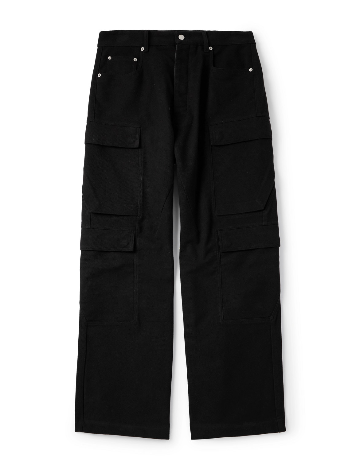 Rick Owens Straight-leg Cotton-twill Cargo Trousers In Black